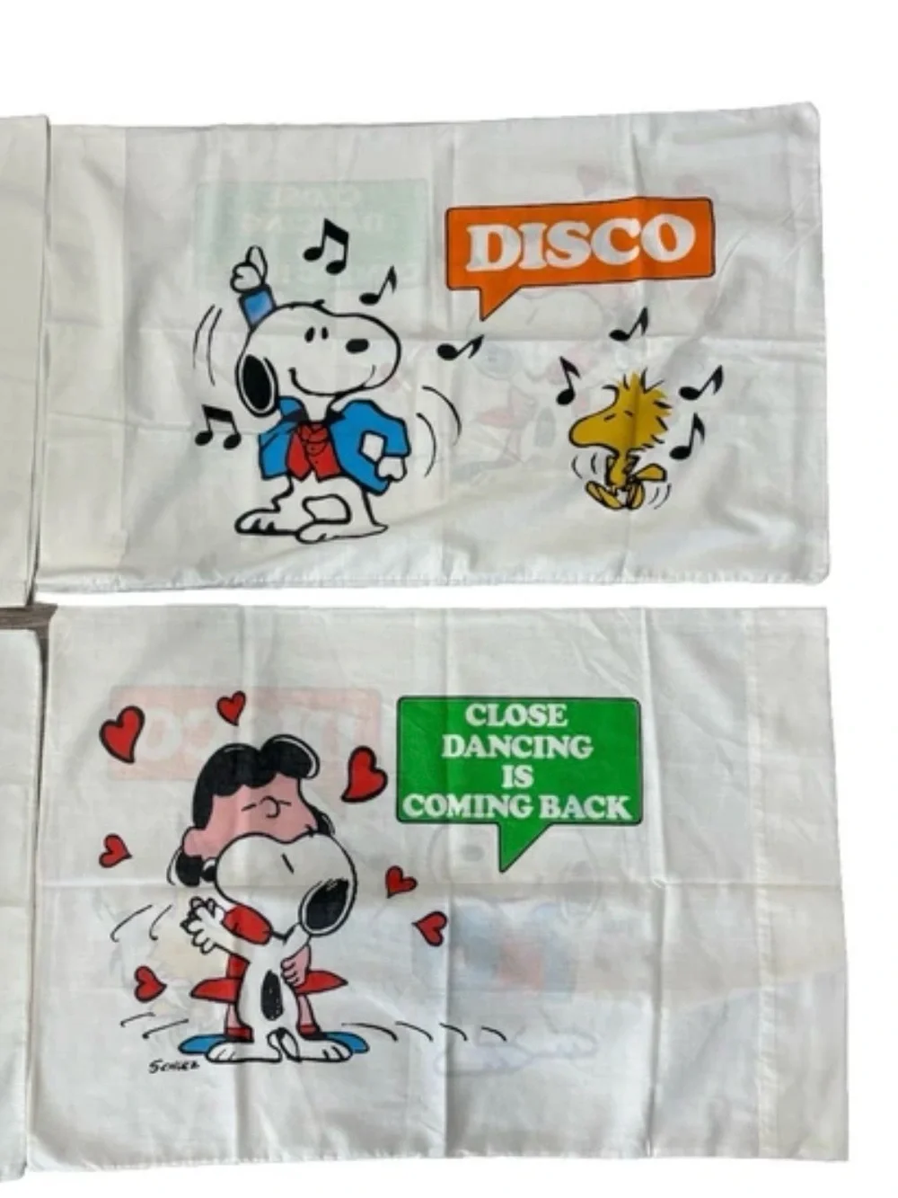 VTG Peanuts Twin Sheet Flat + 4 Pillowcase Montgomery Ward Muslin Snoopy Charlie